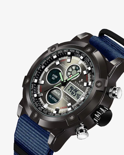 Sylvi Iconic Navy-Blue Nylon Strap Watch