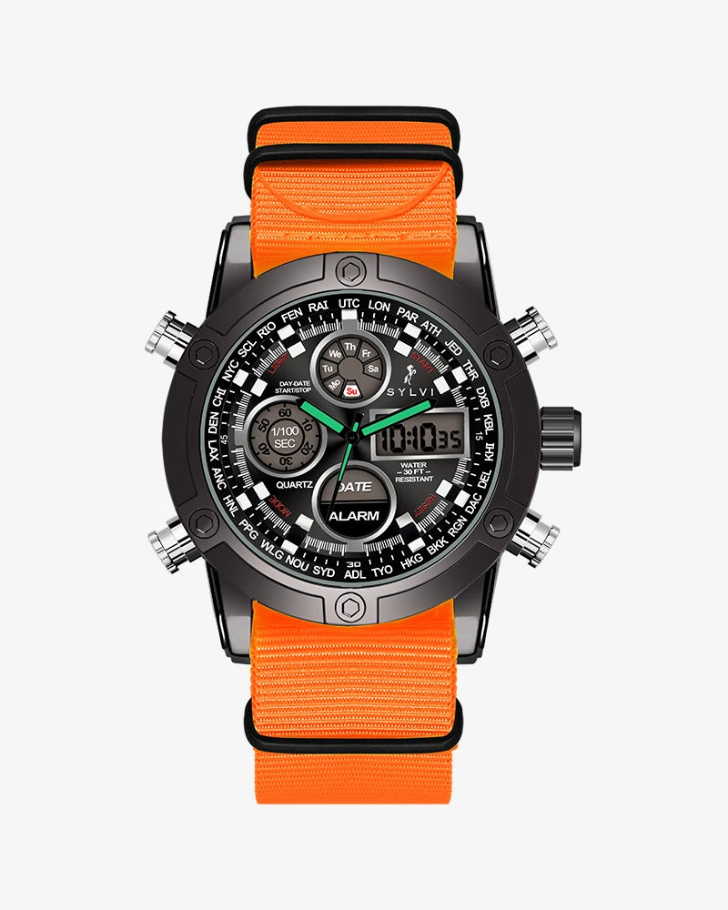 Sylvi Striking Orange Watchband Explore Men Women Wristwear