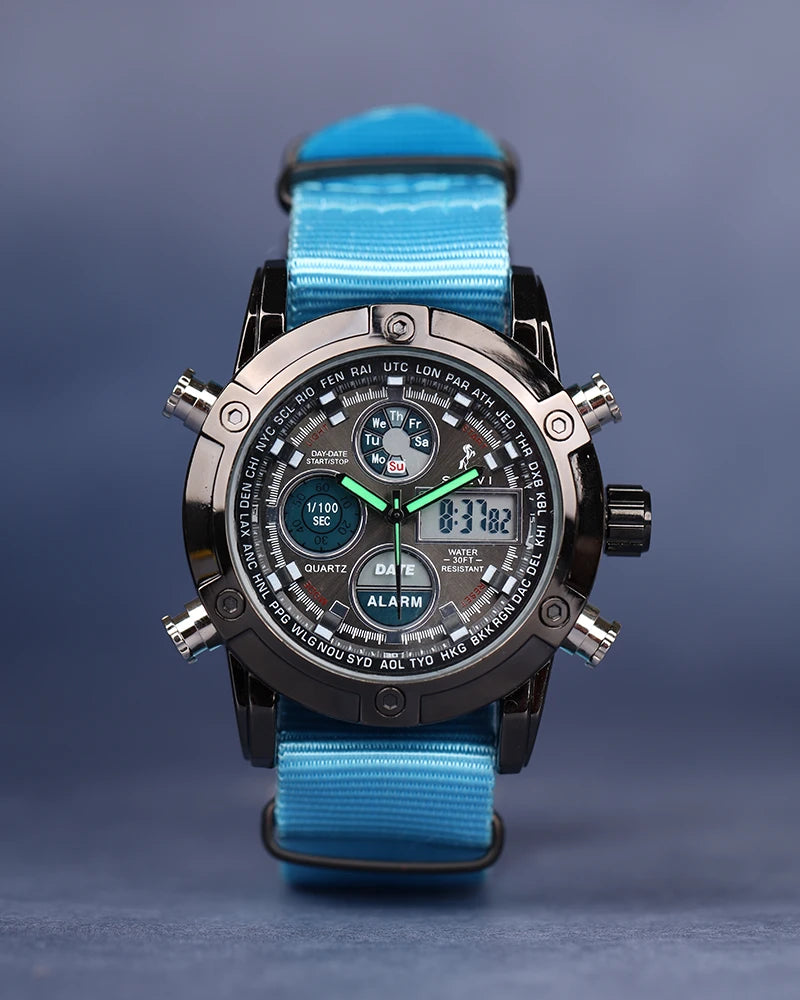 Sylvi Iconic Sky-Blue Nylon Strap Watch