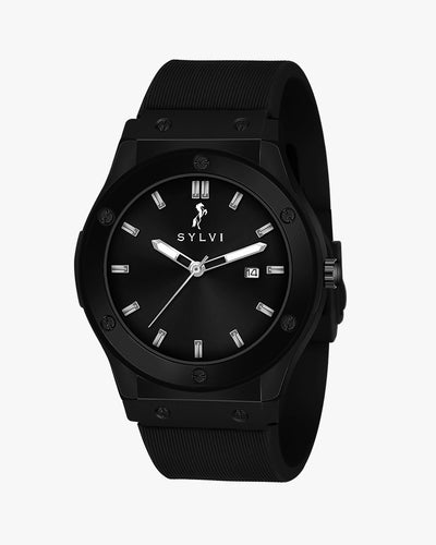 Sylvi Majestic Black-Black Analog Silicone Strap watch