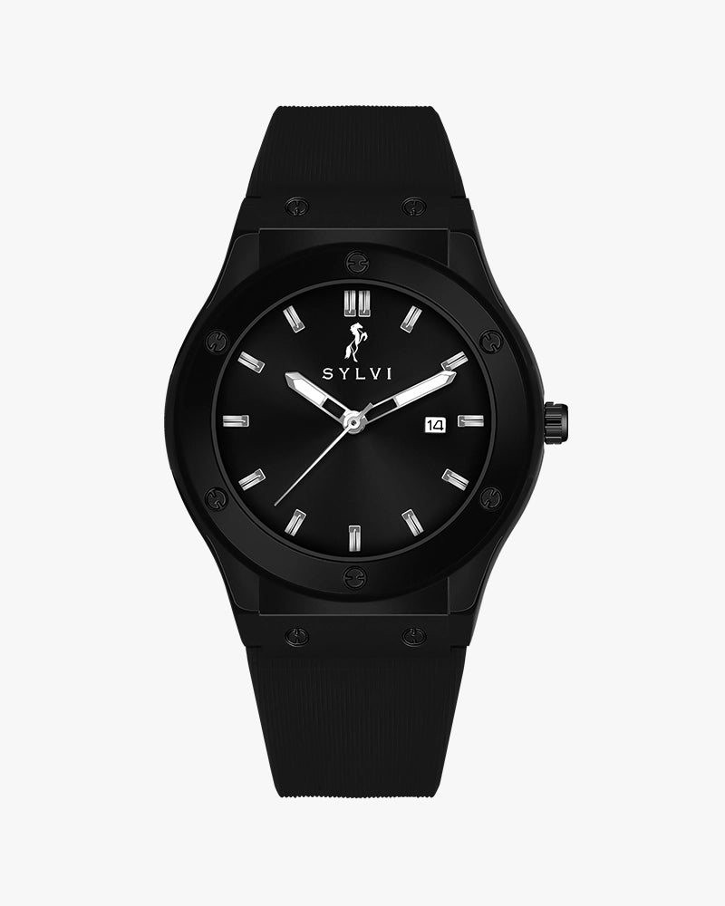 Sylvi Majestic Black-Black Analog Silicone Strap watch