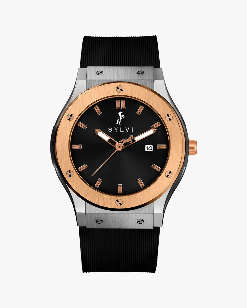 Majestic Black Rosegold Silver Silicone