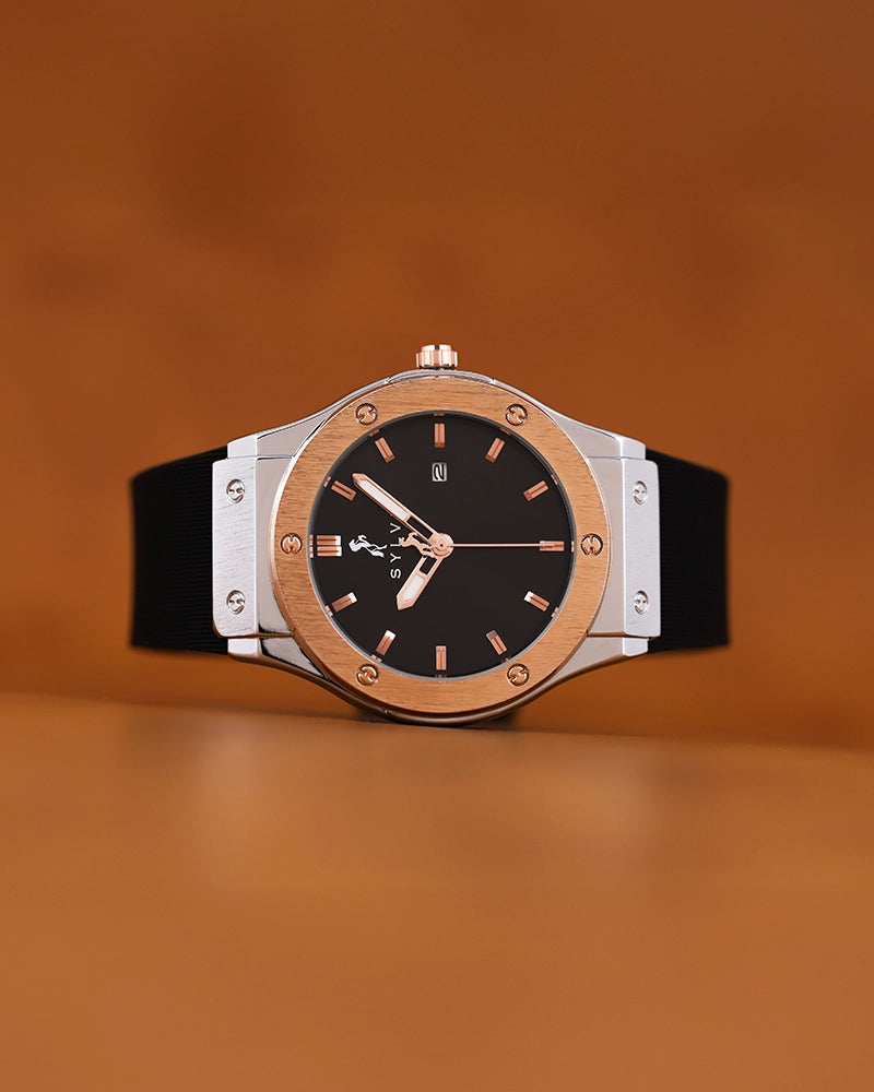 Majestic Black Rosegold Silver Silicone