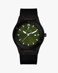 Sylvi Certified Imperfect Majestic Green Black Silicone men's watch 3
