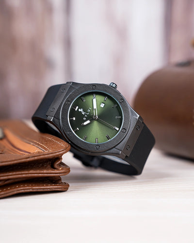 Sylvi Majestic Green-Black Analog Silicone Strap watch