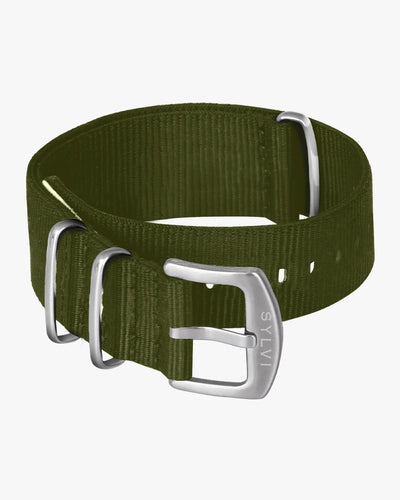 24mm Green Silver Nylon Strap