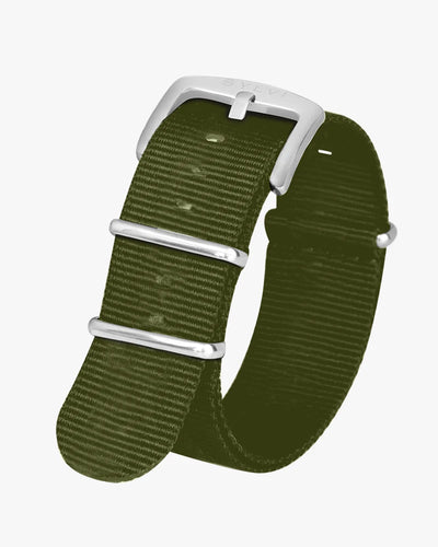 24mm Green Silver Nylon Strap