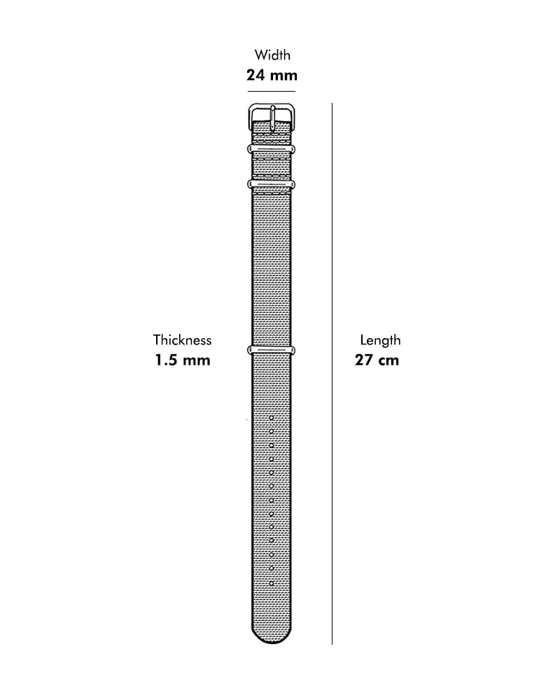 24mm Green Silver Nylon Strap