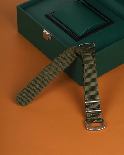 24mm Green Silver Nylon Strap