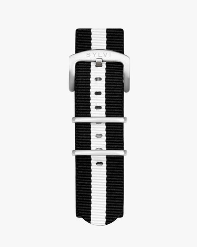 24mm White Black Nylon Strap