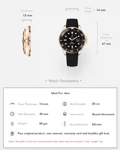 Ocean-X Black Rosegold Silicone