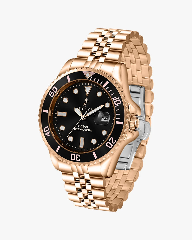 Ocean-X Black Rosegold Steel