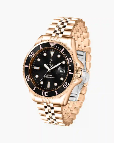 Ocean-X Black Rosegold Steel
