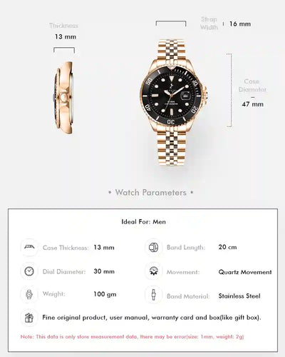 Ocean-X Black Rosegold Steel