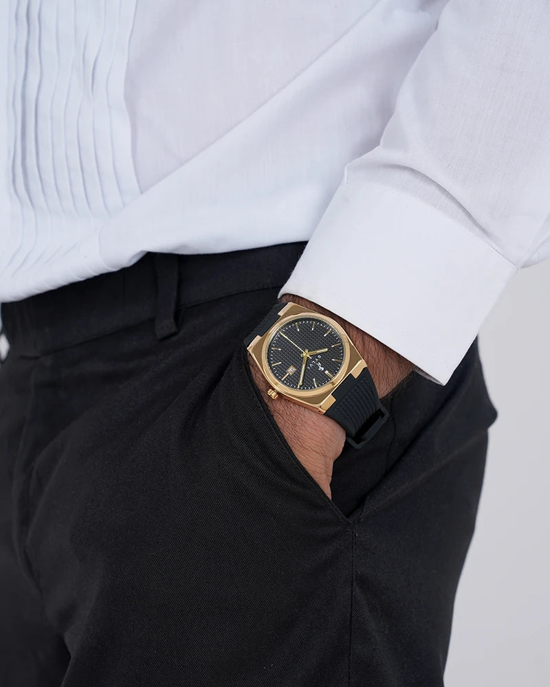 Buy the Sylvi Professional Edge Black Gold Silicone Watch A