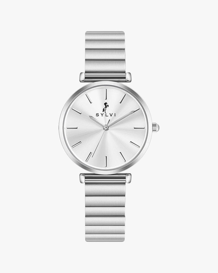 sylvi serene silver white link analog watch main product image
