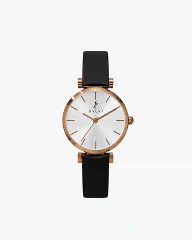 Serene White RoseBlack Leather