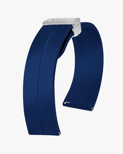 20mm Opus Navy Blue Silver Silicone Strap