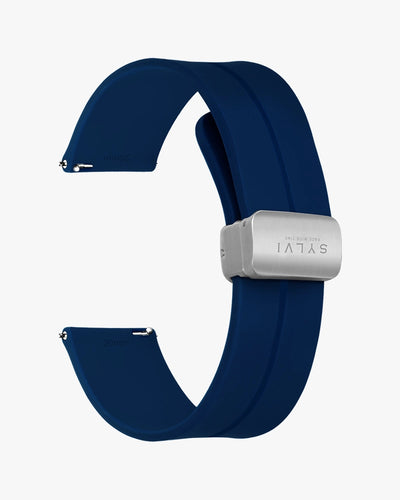 20mm Opus Navy Blue Silver Silicone Strap