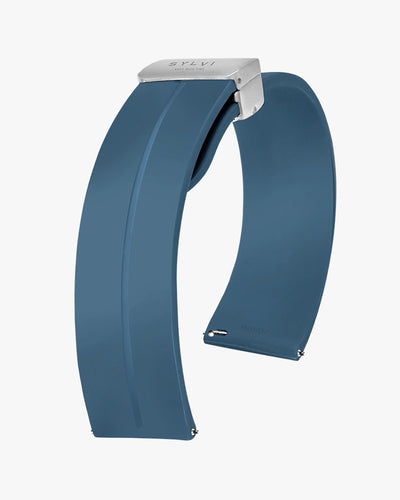 20mm Opus Sky Blue Silver Silicone Strap