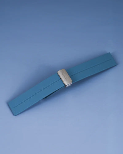 20mm Opus Sky Blue Silver Silicone Strap