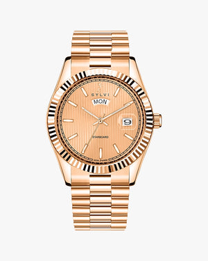 Sylvi Starboard Rosegold Analog Watch with Date & Day Display for Men