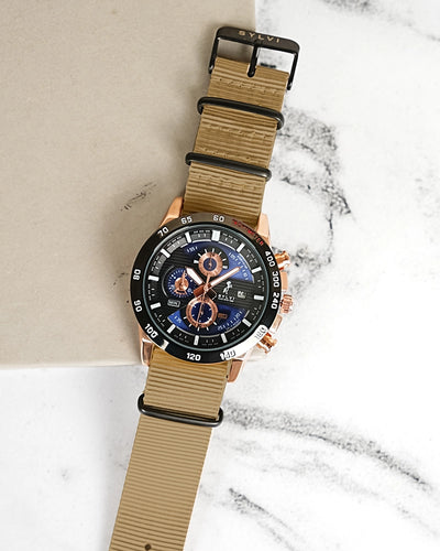 Sylvi Timegrapher Blue Rosegold Khaki Watch
