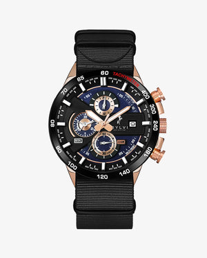 Sylvi Timegrapher Rosegold Chronograph Watch with Black Nylon Strap Buy Now