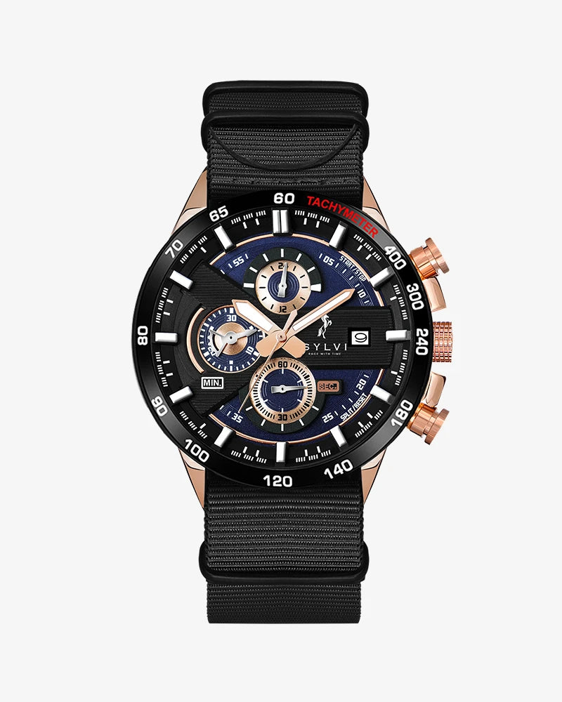 Sylvi Timegrapher Blue Rosegold Black-Solid Watch