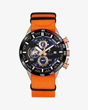Sylvi Timegrapher Rosegold Case Watch with Orange Nylon Nato Strap