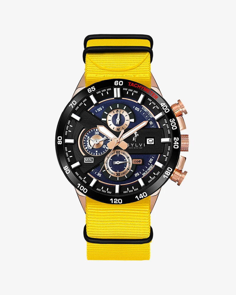 Sylvi Timegrapher Blue Rosegold Yellow Watch