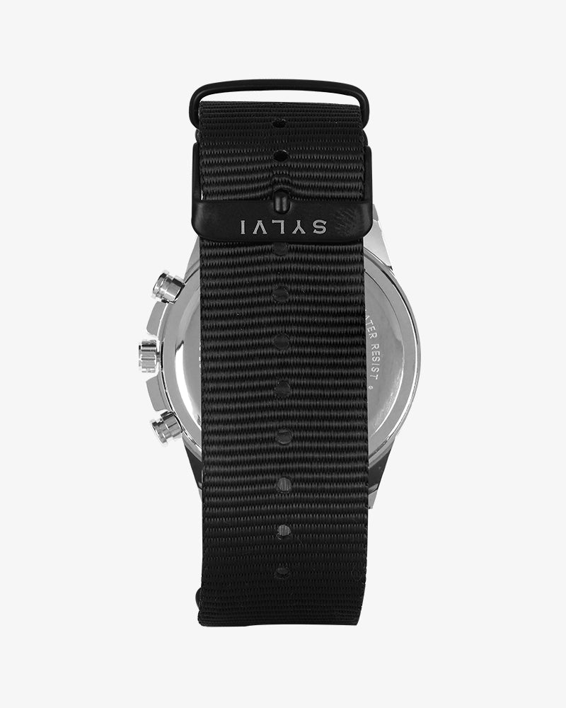 Sylvi Timegrapher BR Black-Solid Nylon Strap Watch