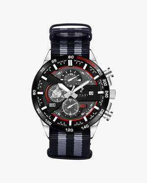 Sylvi Timegrapher Grey Black Nylon Strap Working Chronograph Watch