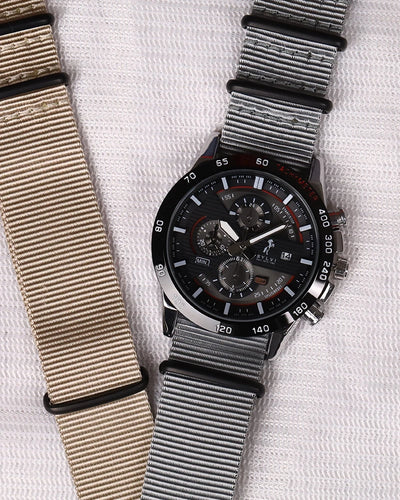 Sylvi Timegrapher BR Grey-Solid Nylon Strap Watch