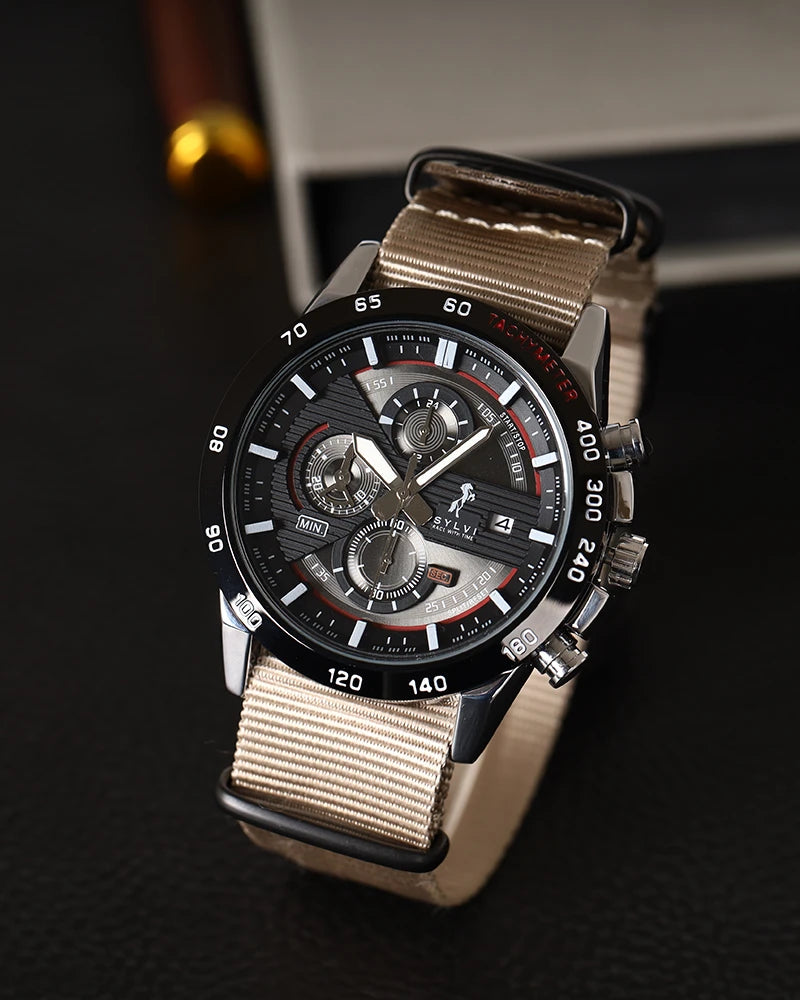 Sylvi Timegrapher BR Khaki Nylon Strap Watch