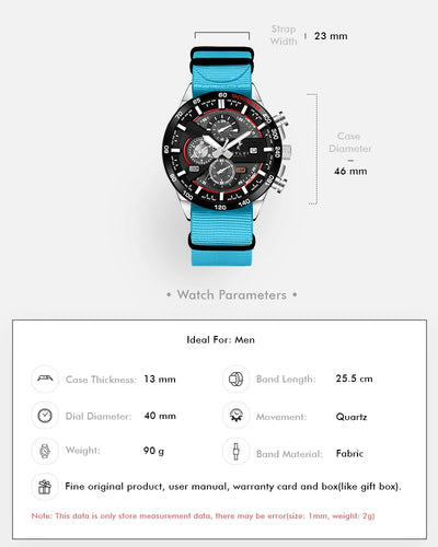Sylvi Timegrapher BR Sky-Blue Nylon Strap Watch
