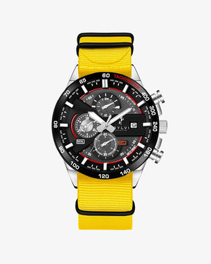 Sylvi Timegrapher Yellow Fabric Nato Strap Chronograph Watch