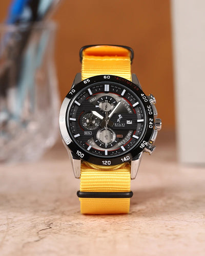 Sylvi Timegrapher BR Yellow Nylon Strap Watch