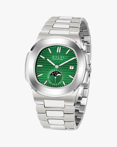 Sylvi Urbane Moon Green Stainless Steel Watch