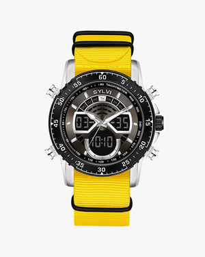 Sylvi Velocity Yellow Color Nylon Belt Analog Digital Combo Watch
