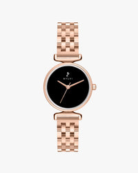 Sylvi Velvetine Black-Rosegold-Rosegold Stainless Steel Strap Watch for Women
