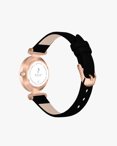 Sylvi Velvetine Green-Rosegold-Black Leather Strap Watch for Women