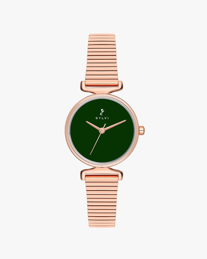 Sylvi Velvetine Green-Rosegold-Rosegold Watch for Women