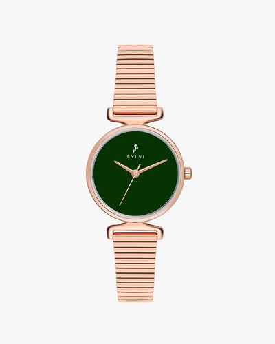 Sylvi Velvetine Green-Rosegold-Rosegold Watch for Women