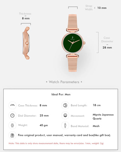 Sylvi Velvetine Green-Rosegold-Rosegold Watch for Women