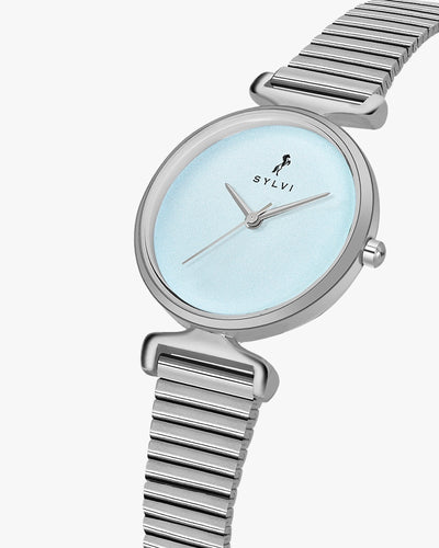 Sylvi Velvetine Sky Blue-Silver-Silver Watch for Women