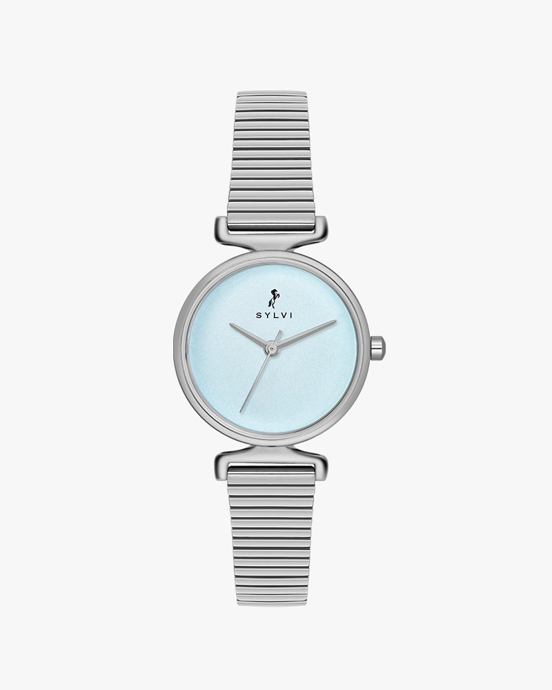 Sylvi Velvetine Sky Blue-Silver-Silver Watch for Women