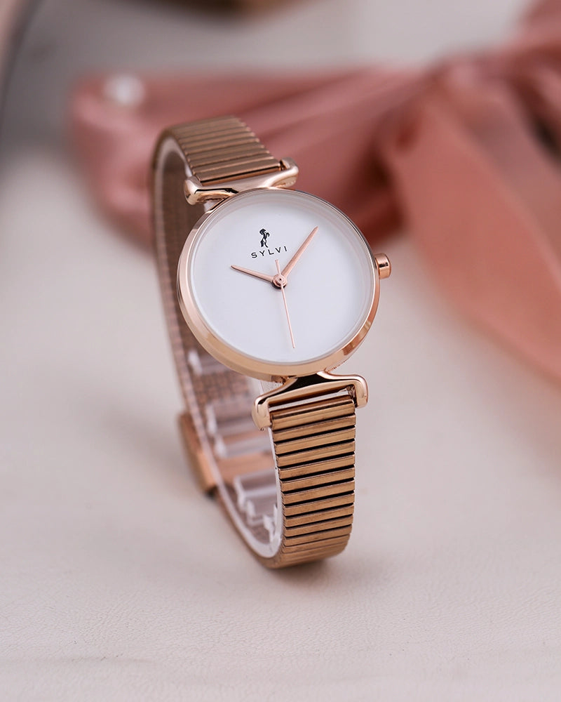 Sylvi Velvetine White-Rosegold-Rosegold Watch for Women