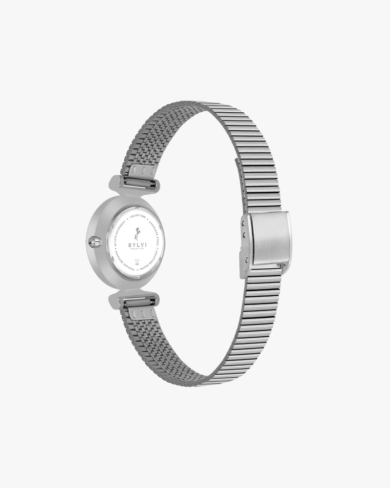 Sylvi Velvetine White-Silver-Silver Watch for Women