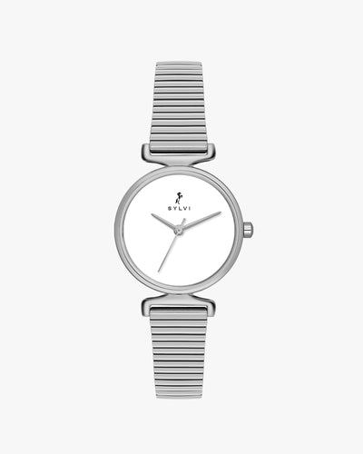 Sylvi Velvetine White-Silver-Silver Watch for Women